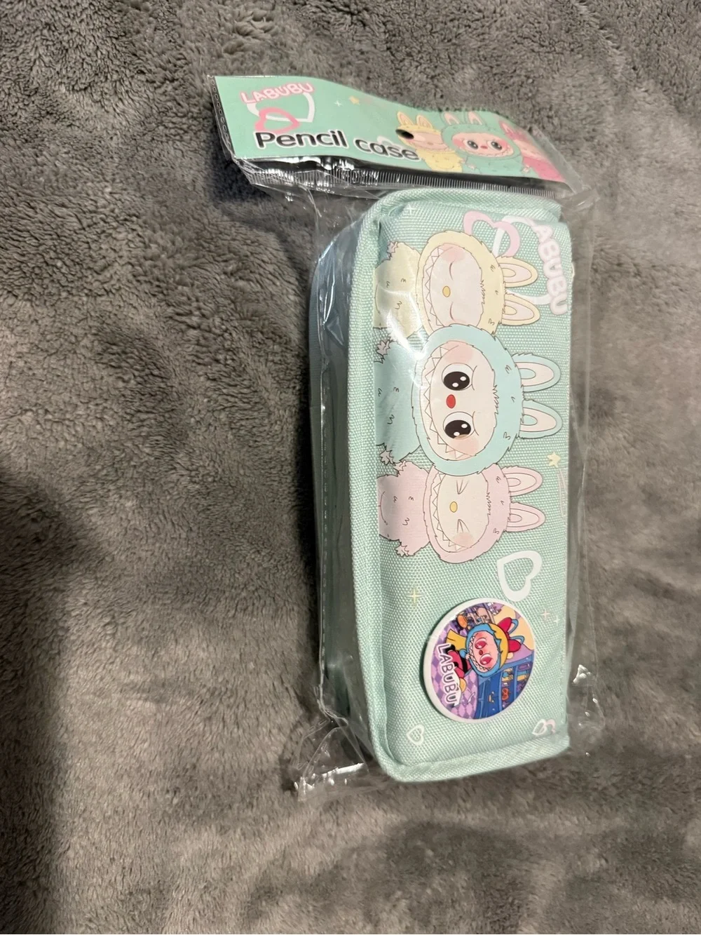 Cute Mint Green Kids Pencil Case with Character Print